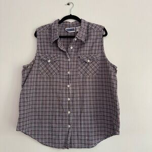 Erika Red and White Plaid Button-Up Shirt